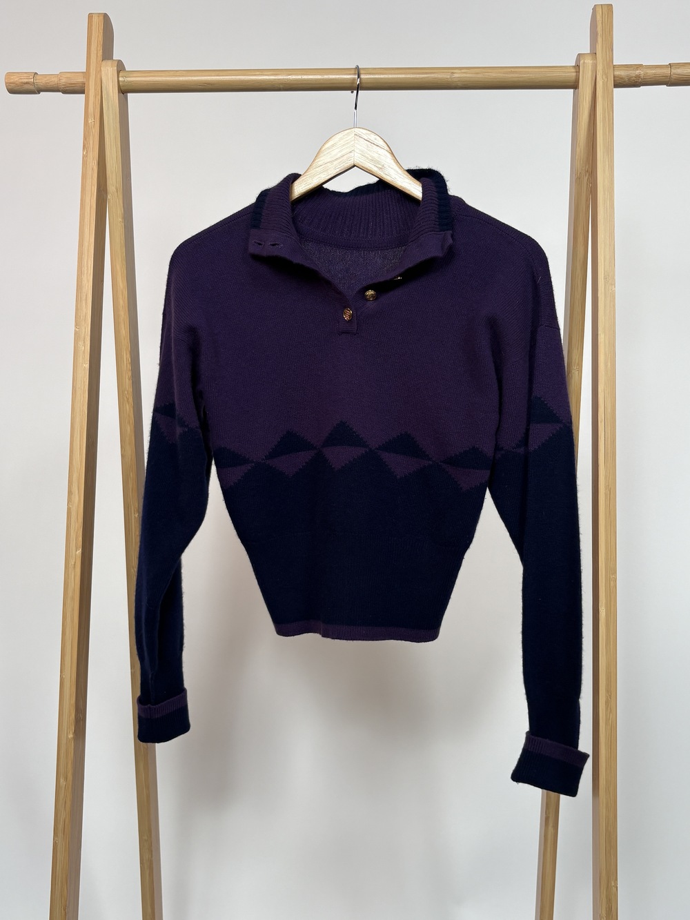 PF-1471 Chanel Purple Cashmere Quarter Button Sweater